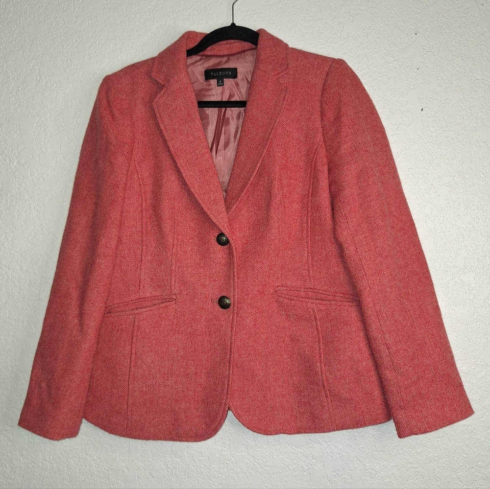 Talbots Aberdeen Pink Wool Blend Blazer with Pockets Size 8